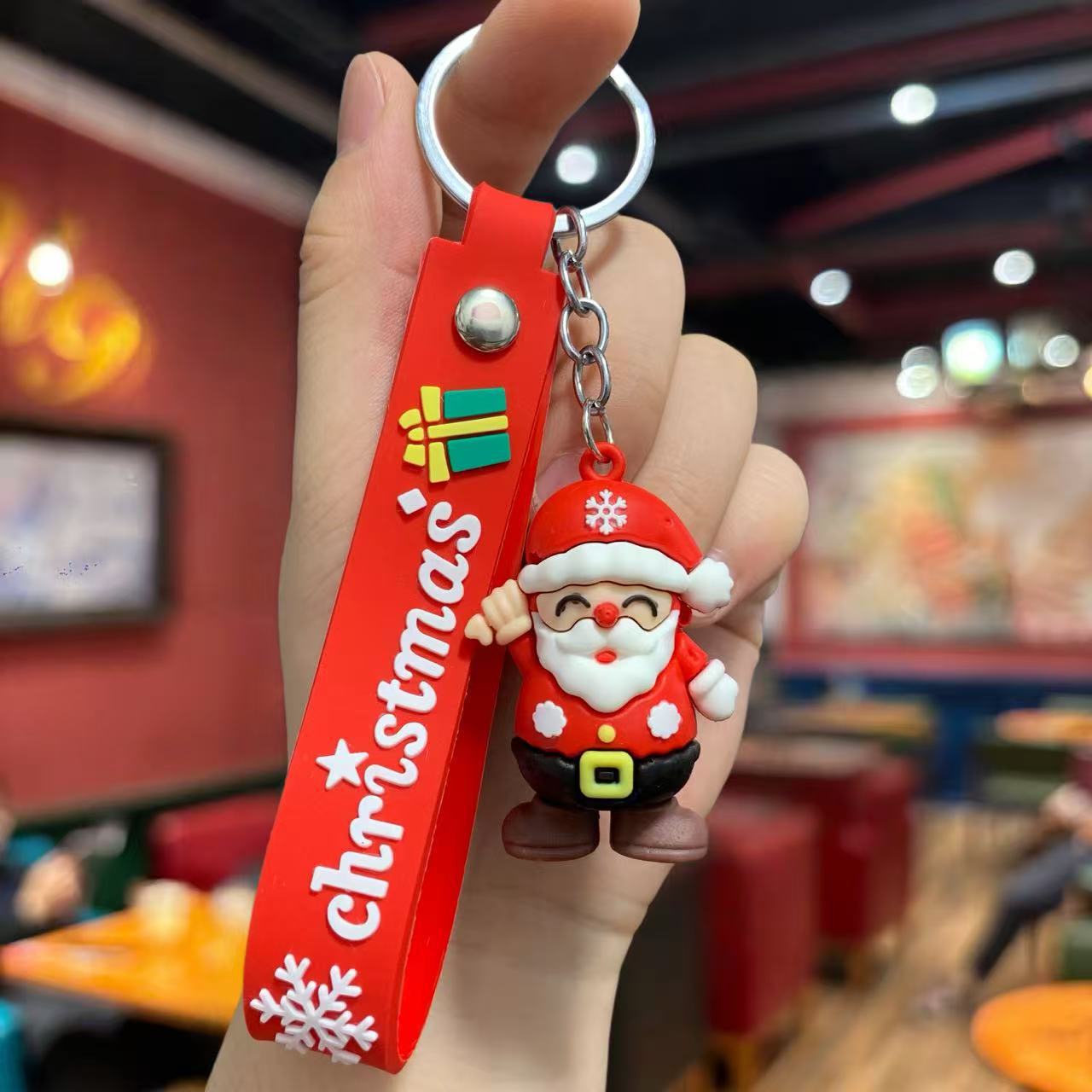 Synthetic resin plastic Eco-friendly PVC multiple 3D Santa Claus Christmas Tree Snowman keychains