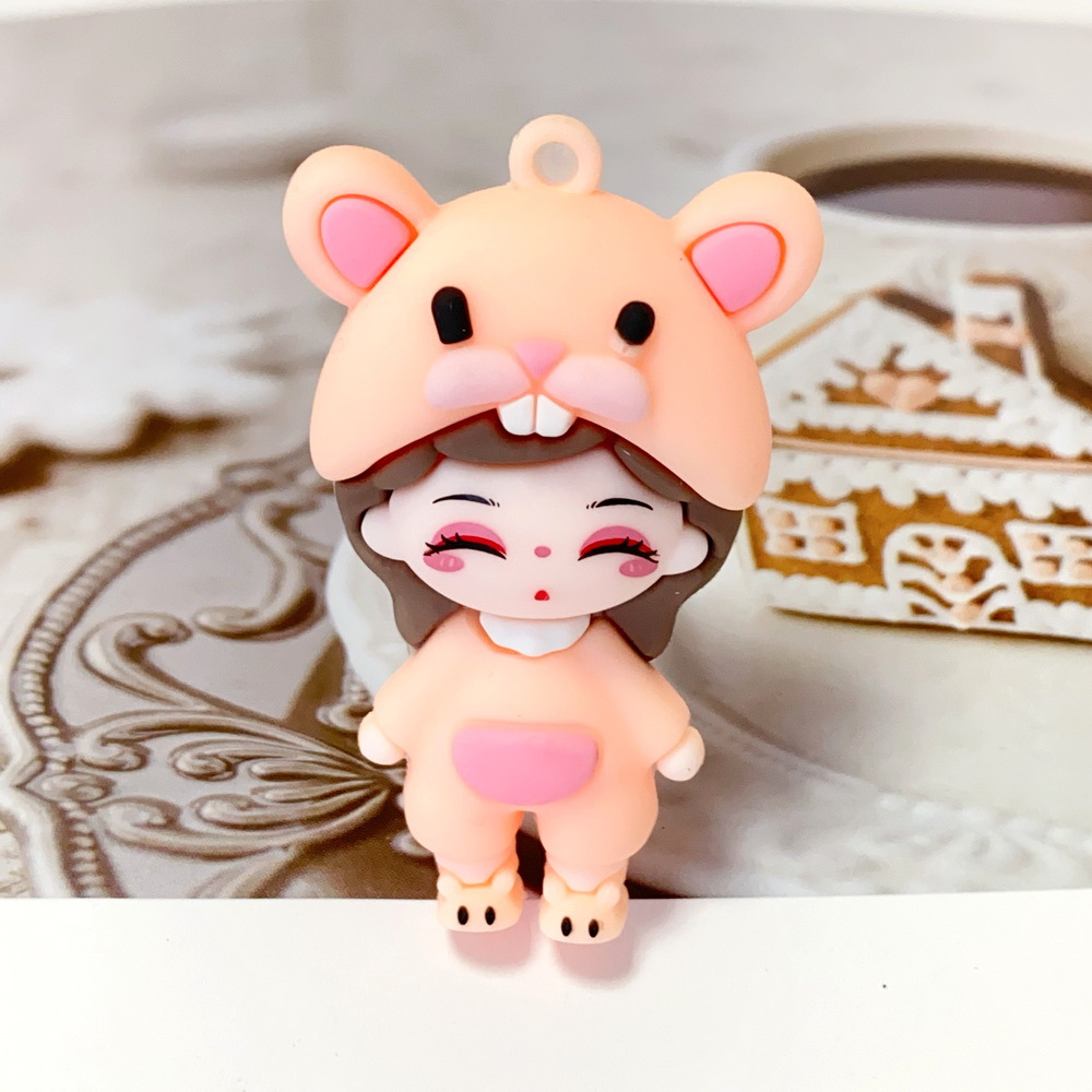 Synthetic resin plastic Eco-friendly PVC multiple Ancient Tang style dress for young ladies Keychains