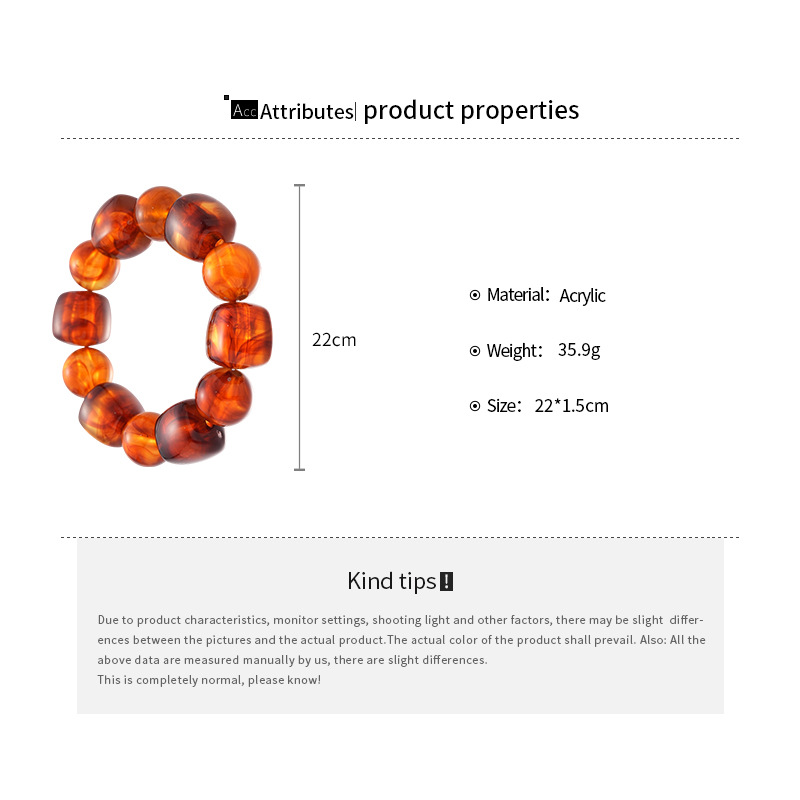 Multiple acrylic resin material geometric irregular circular bead bracelets