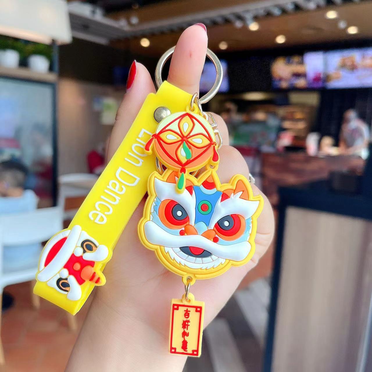 Synthetic resin plastic Eco-friendly PVC multiple New Year Lion Awakening Keychains