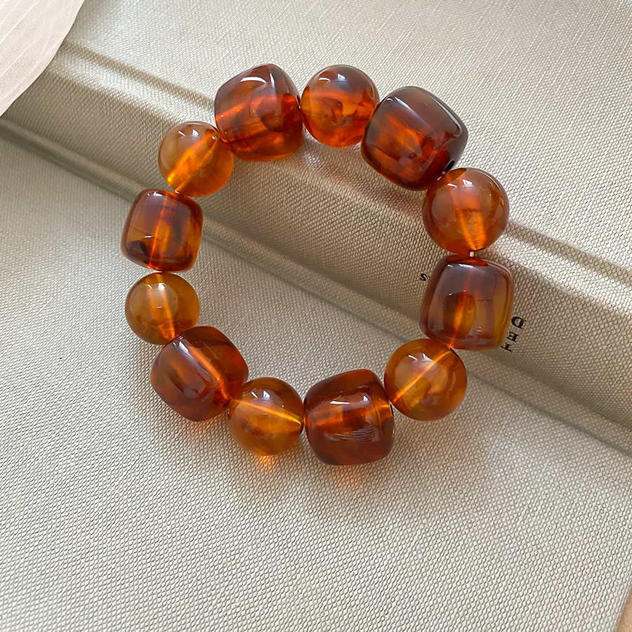 Multiple acrylic resin material geometric irregular circular bead bracelets