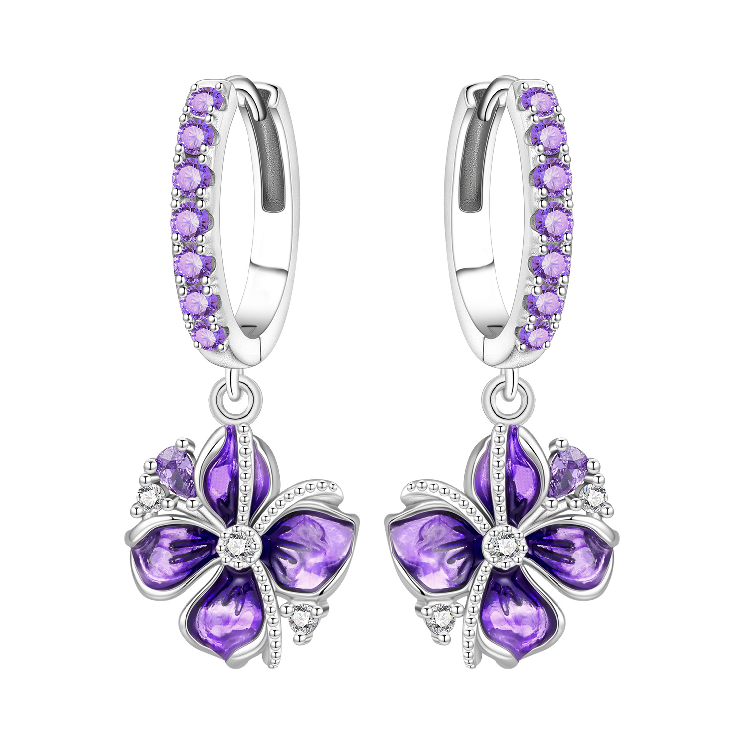 2026 5 style S925 Pure Silver New Hydrangea Flower Earrings Zircon Earrings