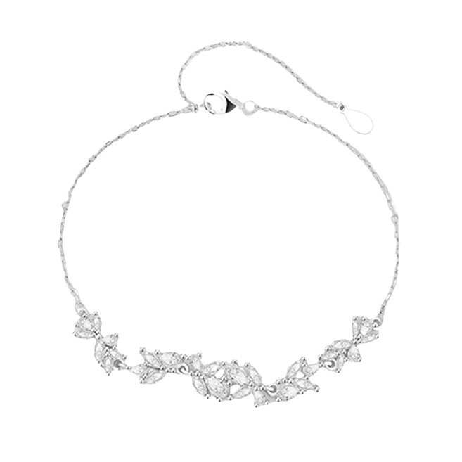 S925 2.75g 16cm+3.5cm extended chain sterling silver Wisteria zircon Bracelet