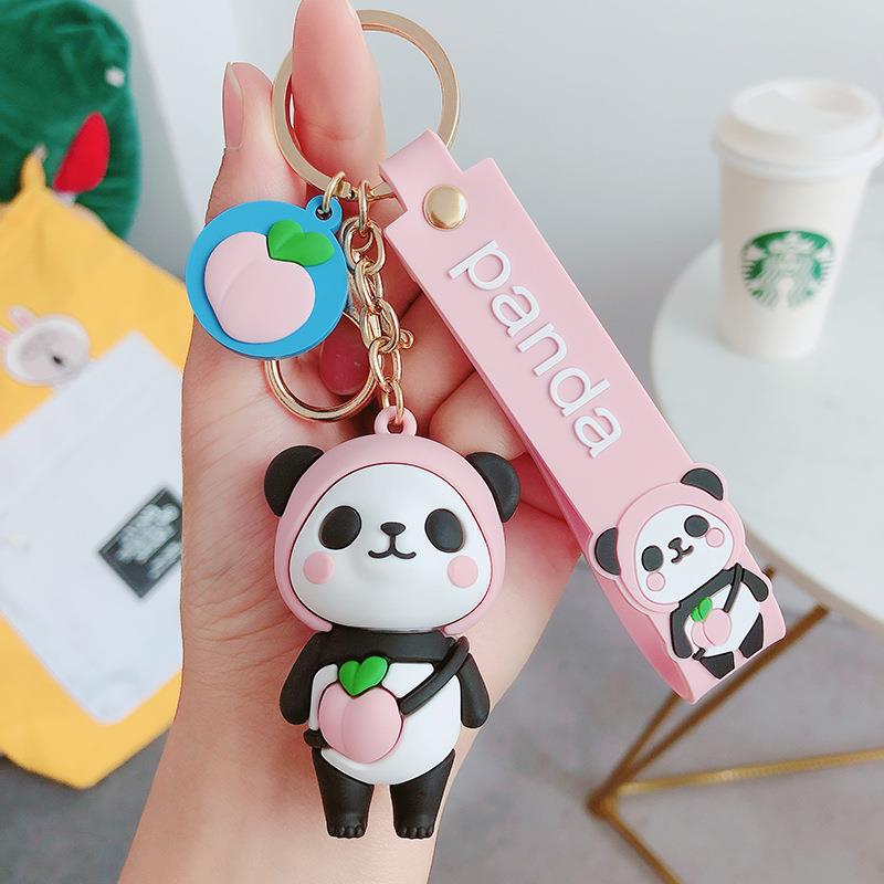 Synthetic resin plastic Eco-friendly PVC multiple Cartoon China-Chic Embraces Bamboo Panda Keychains