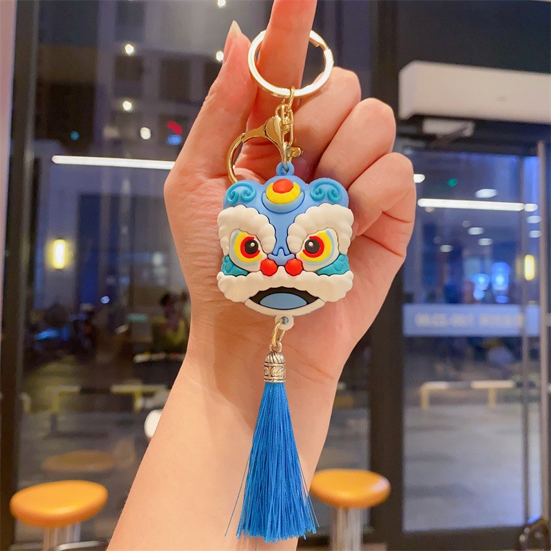 Synthetic resin plastic Eco-friendly PVC multiple New Year Lion Awakening Keychains