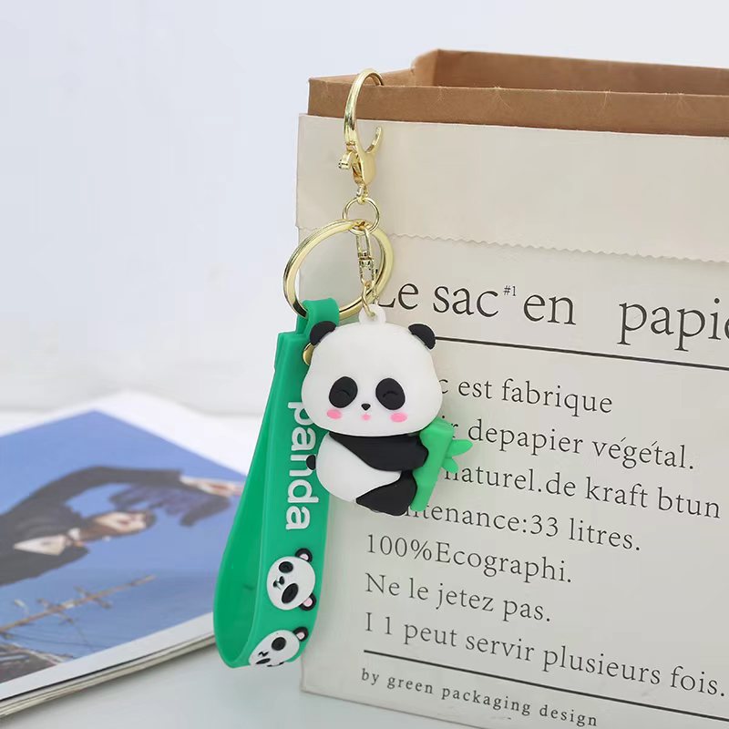 Synthetic resin plastic Eco-friendly PVC multiple Cartoon China-Chic Embraces Bamboo Panda Keychains