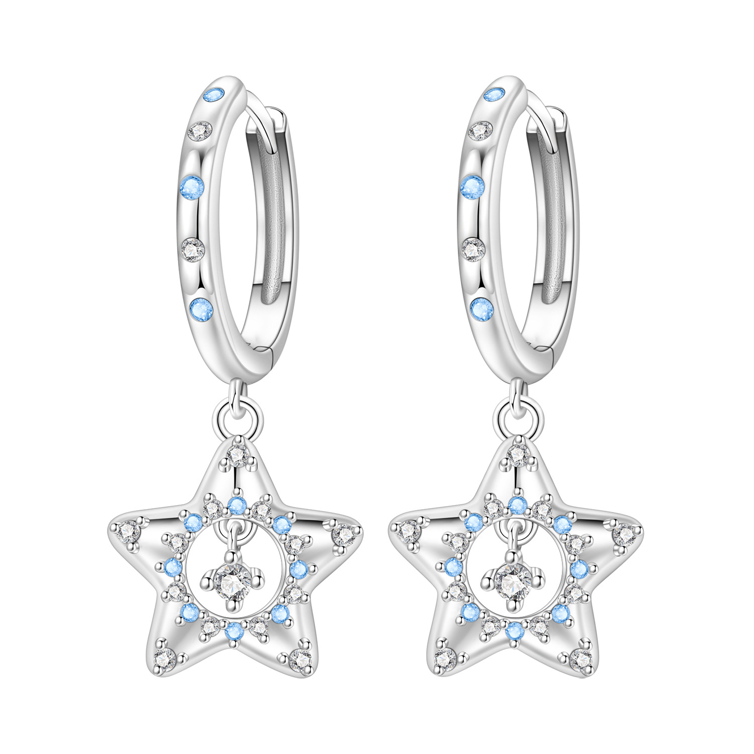 2026 S925 Pure Silver Multiple styles of star and moon earrings Zircon Earrings