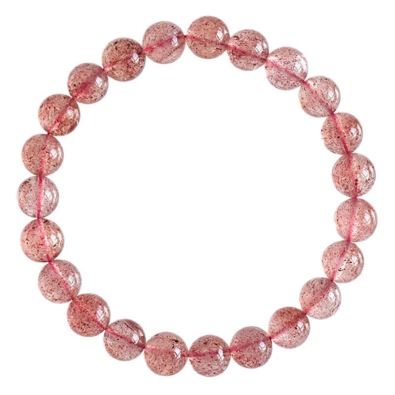 Multiple Sizes Single Circle strawberry quartz Natural Crystal Bracelet