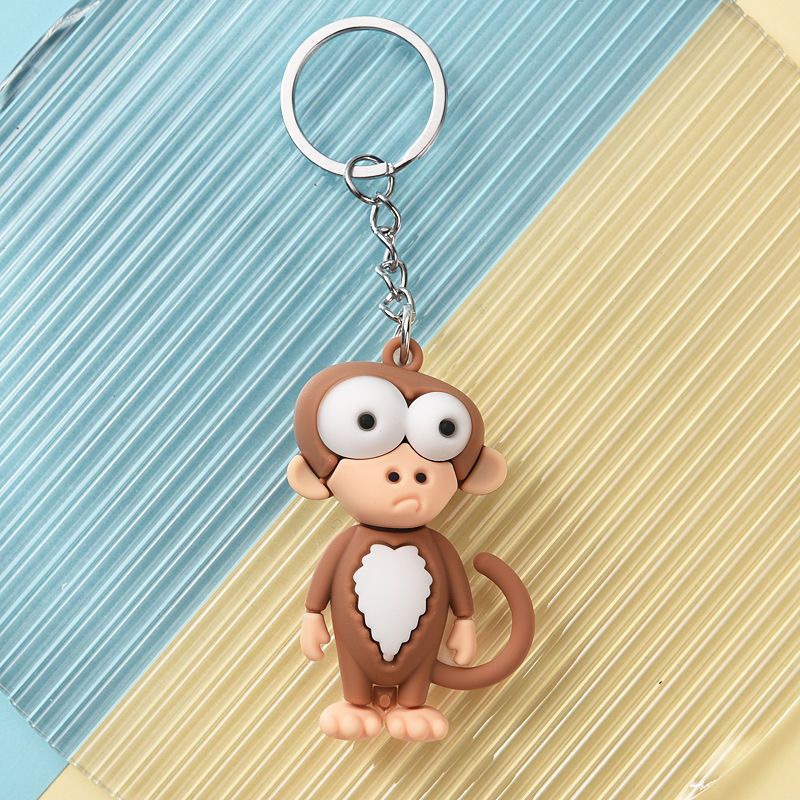 Synthetic resin plastic multiple 3D funny animal monkey lion figurine keychains