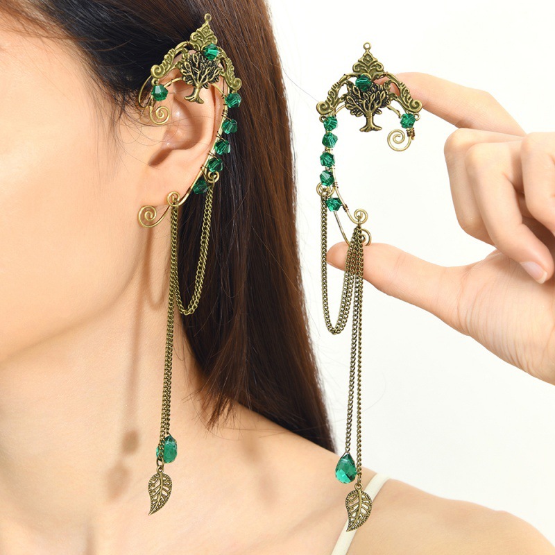 Alloy Material multiple styles 1 pair of Zircon Long tassels without ear holes ear clips ear hooks