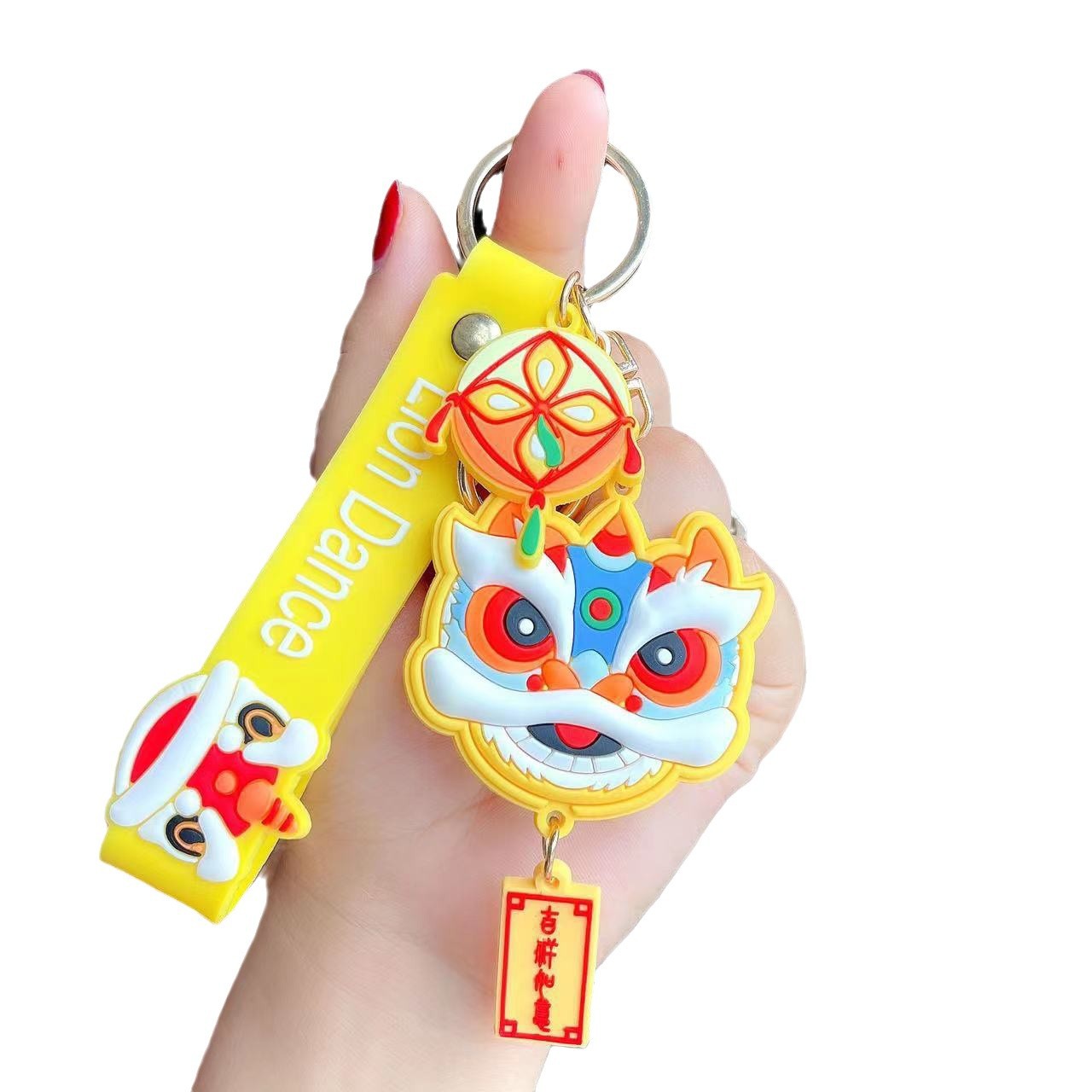 Synthetic resin plastic Eco-friendly PVC multiple New Year Lion Awakening Keychains