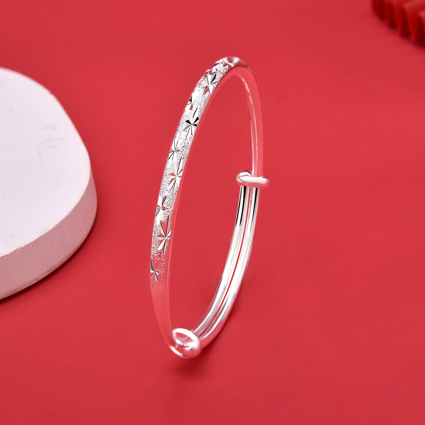 S990 15g Pure silver starry sky with sparkling stars push-pull bracelet