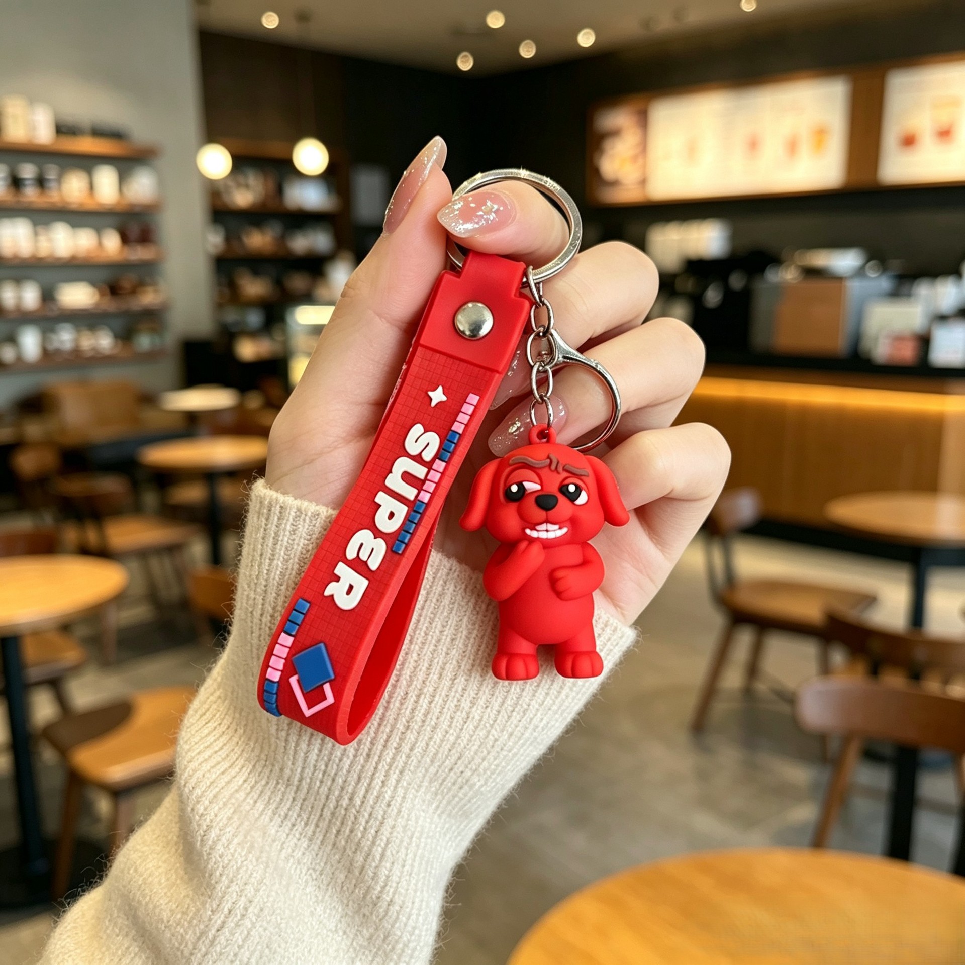 Synthetic resin plastic Eco-friendly PVC multiple  Cartoon Sitting Puppy Kirky Teddy 3D Doll Keychains