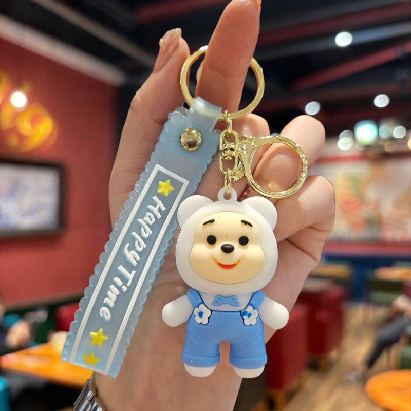 Synthetic resin plastic Eco-friendly PVC multiple Dropping Cute Bear Doll Keychains