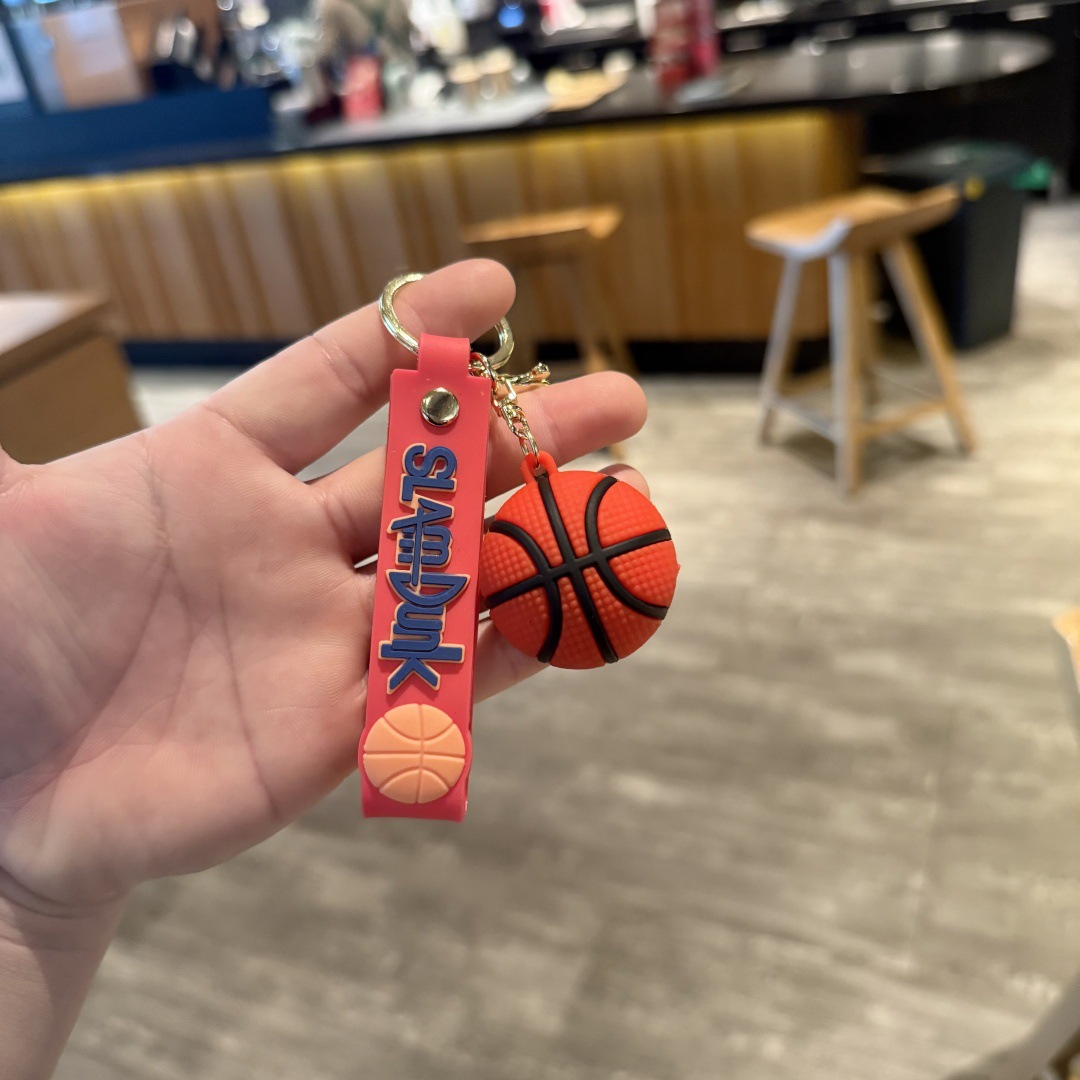 Synthetic resin plastic Eco-friendly PVC multiple Basketball sports ball Keychains