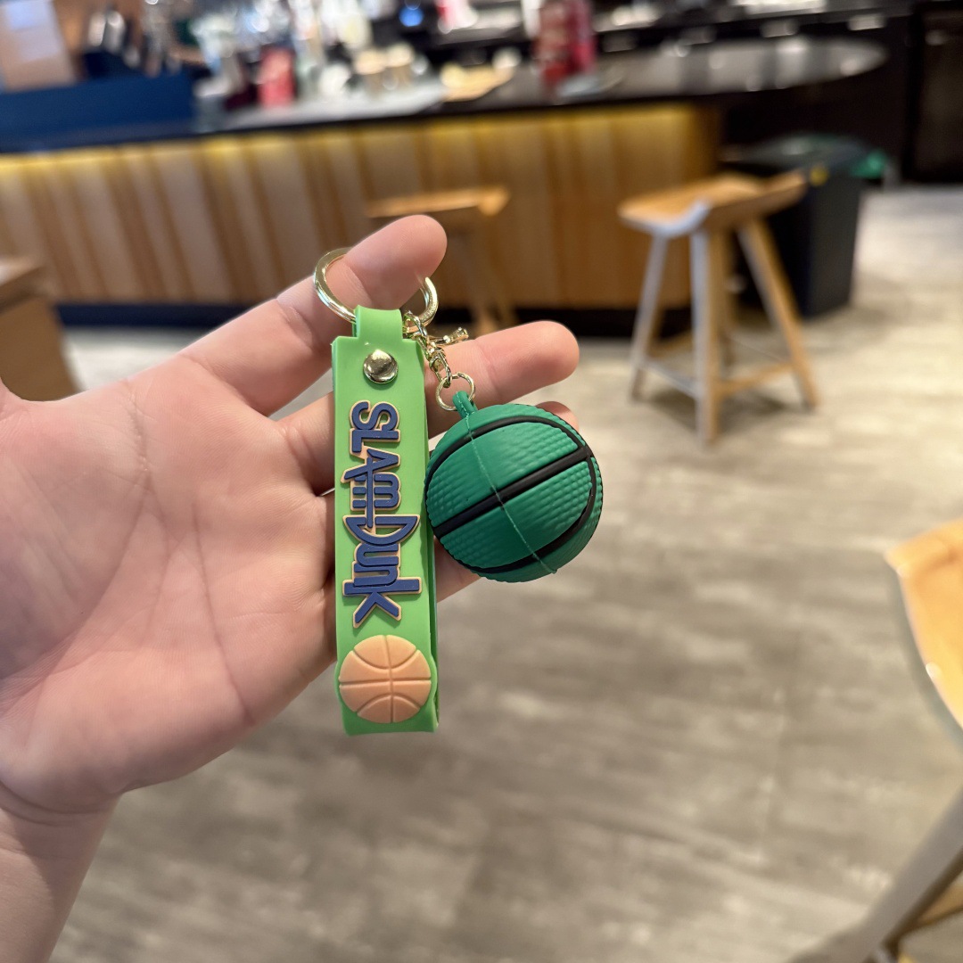 Synthetic resin plastic Eco-friendly PVC multiple Basketball sports ball Keychains