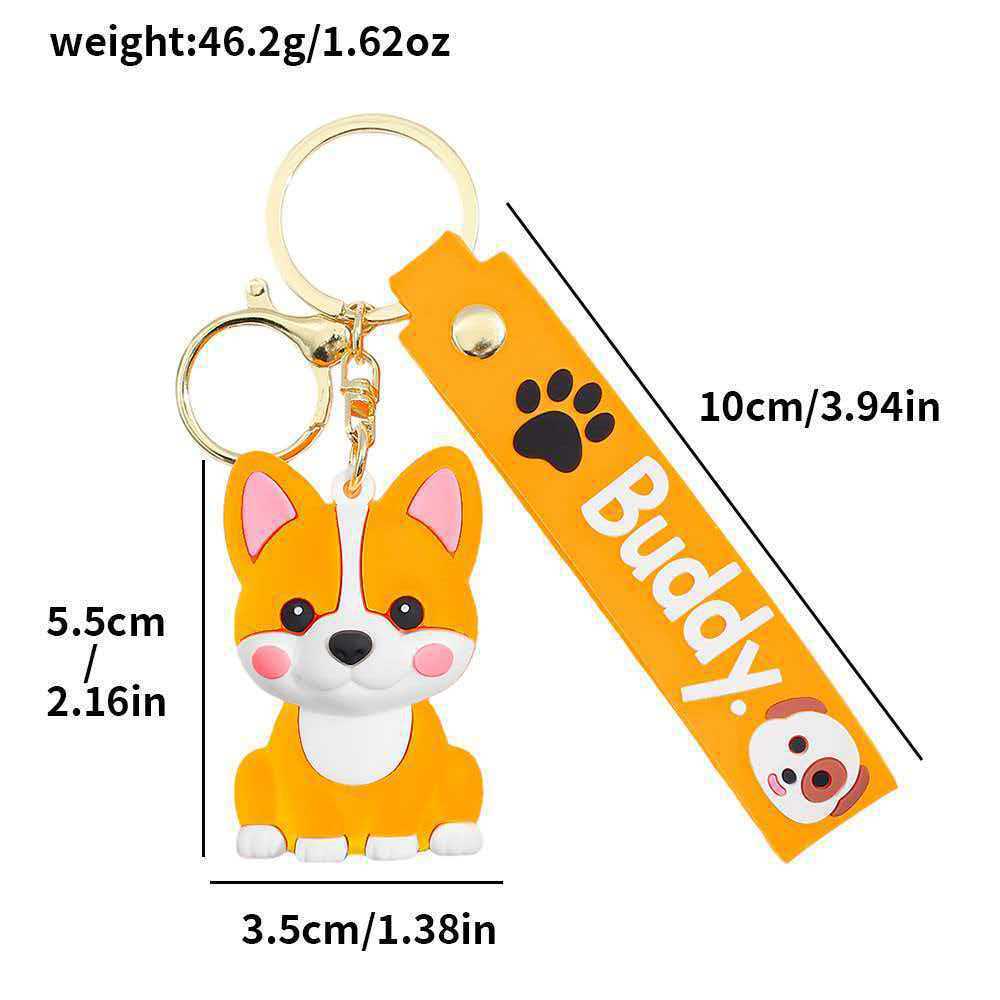 Synthetic resin plastic Eco-friendly PVC multiple  Cartoon Sitting Puppy Kirky Teddy 3D Doll Keychains