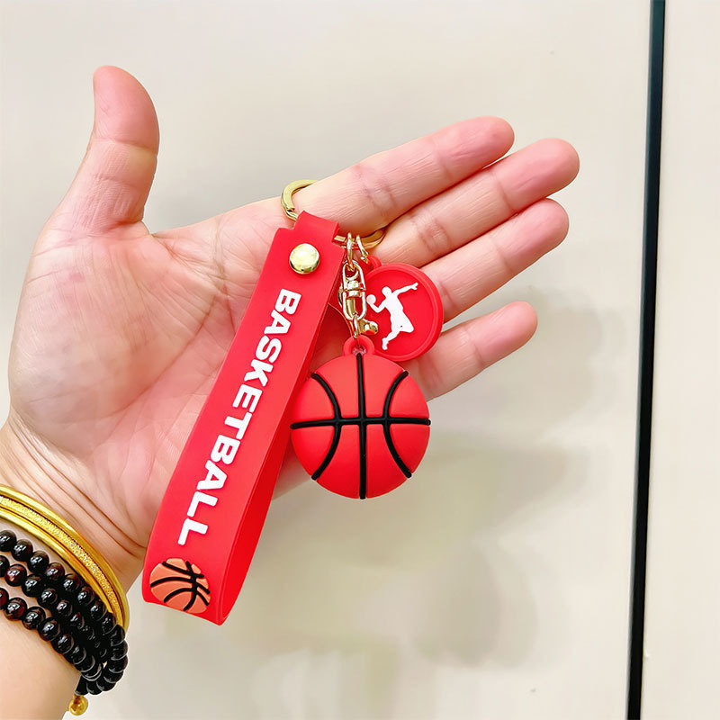 Synthetic resin plastic Eco-friendly PVC multiple Basketball sports ball Keychains