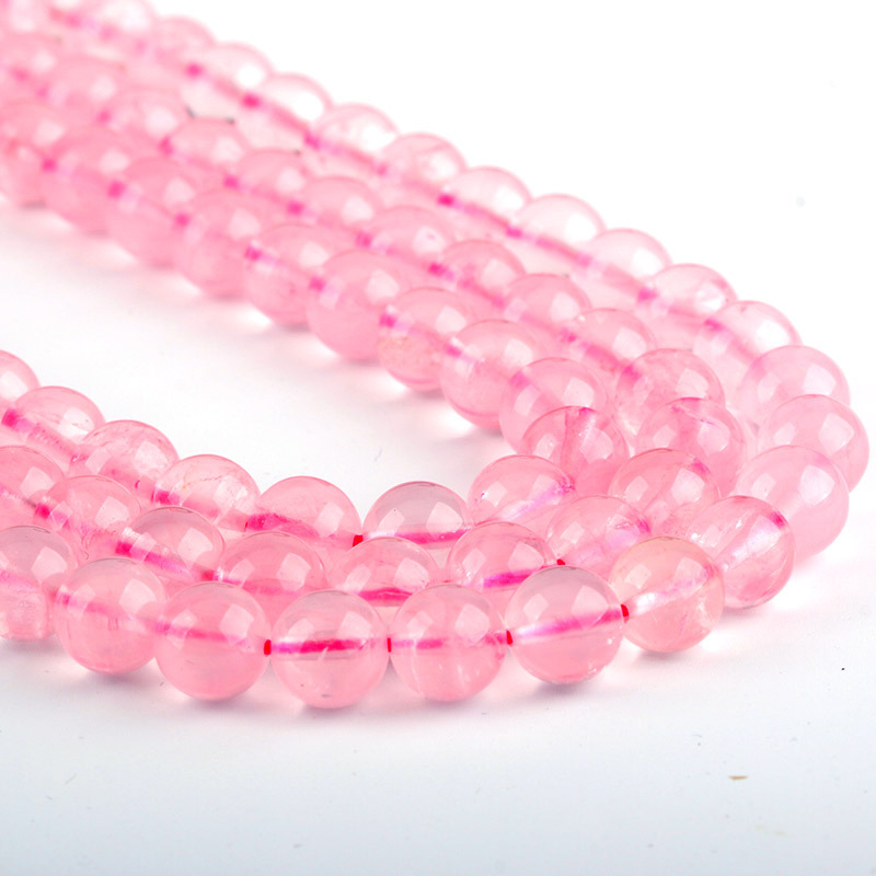 Multiple Sizes Single Circle Pink Strawberry Crystal Natural Crystal Bracelet