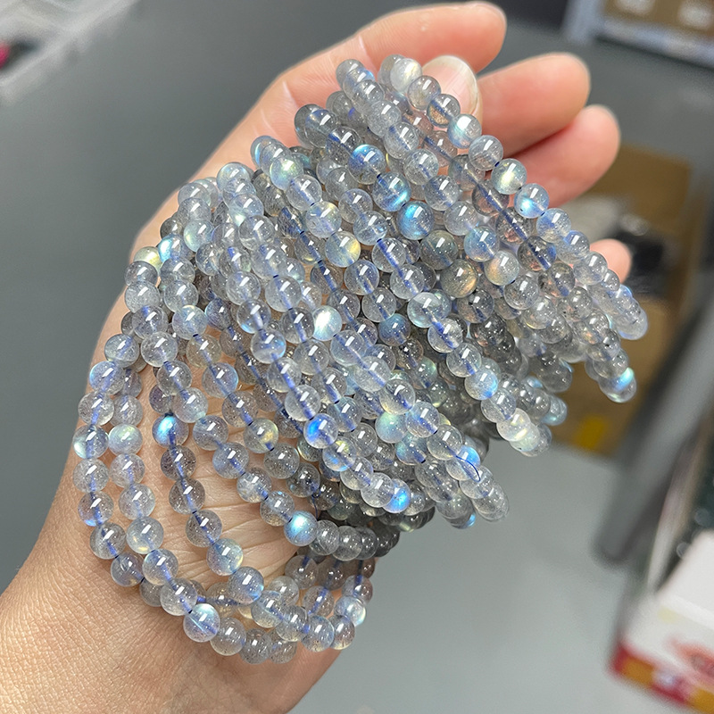 Multiple Sizes Single Circle Gray Moonlight Stretching Stone Moonlight Stone Natural Crystal Bracelet