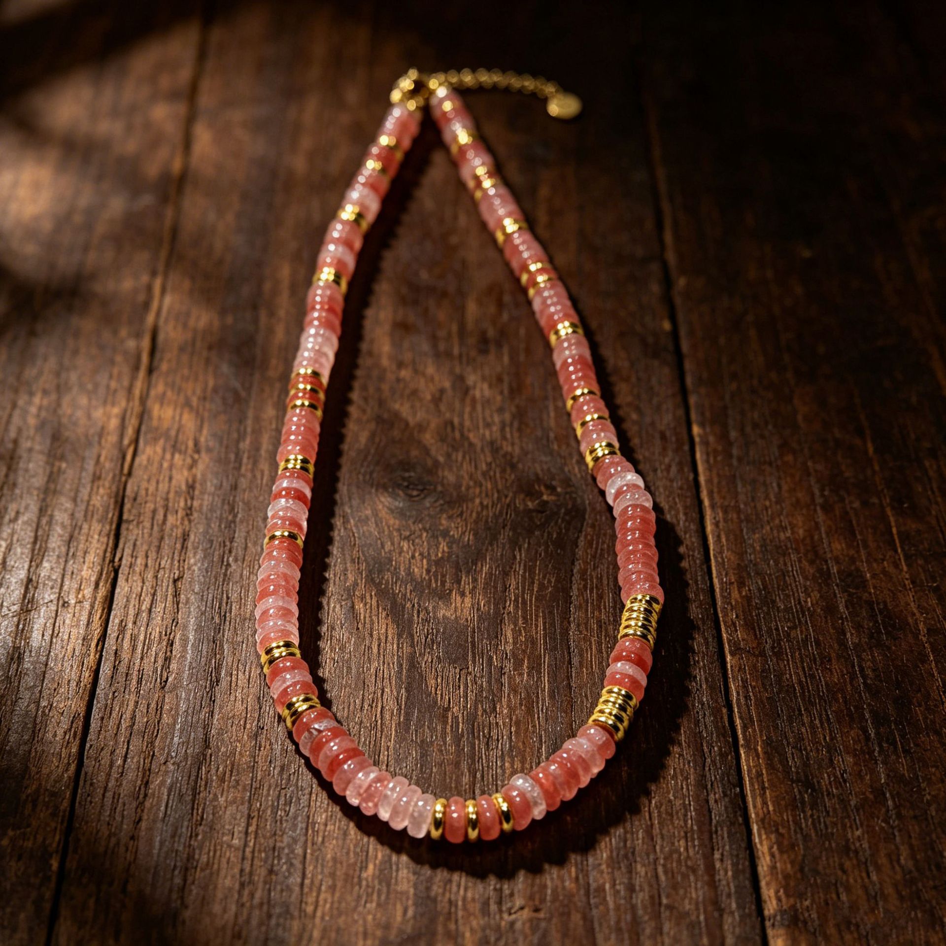Bohemian style hand polished crystal powder crystal spacer bead collarbone necklace