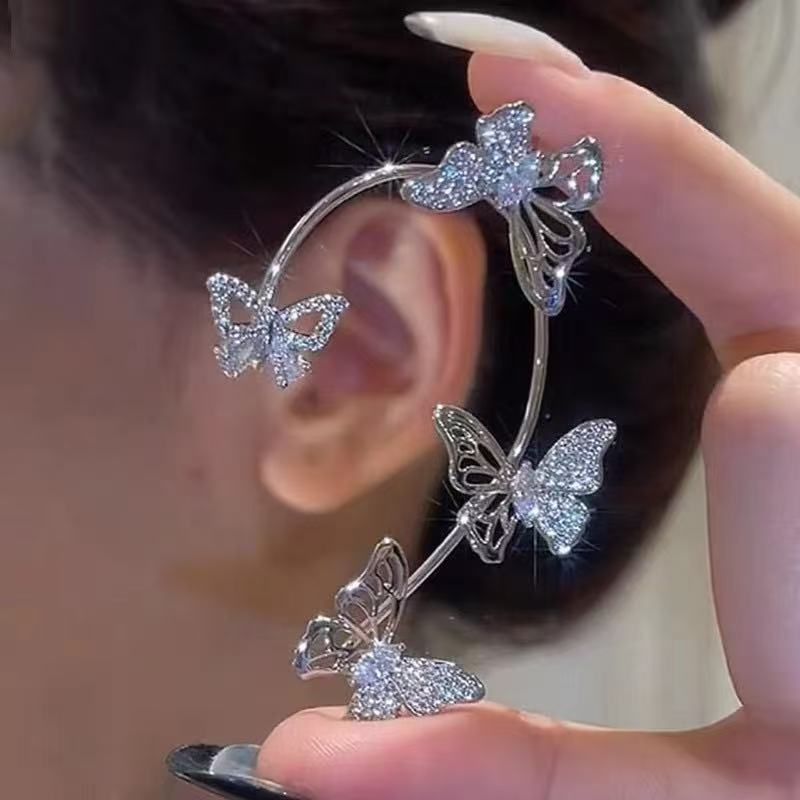 Alloy Material multiple styles 1 pair of Zircon animal shape without ear holes ear clips ear hooks