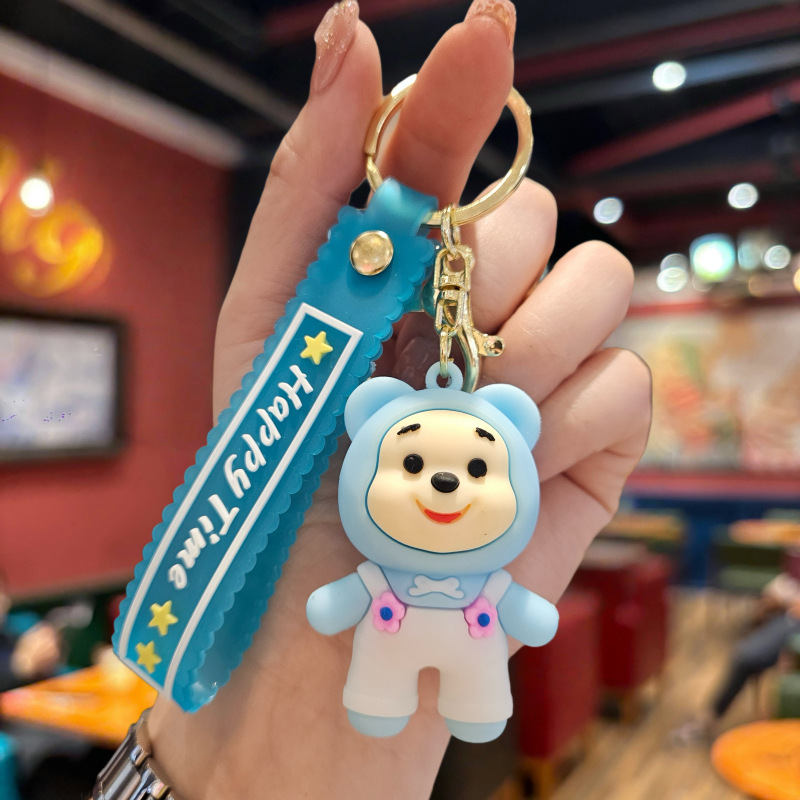 Synthetic resin plastic Eco-friendly PVC multiple Dropping Cute Bear Doll Keychains
