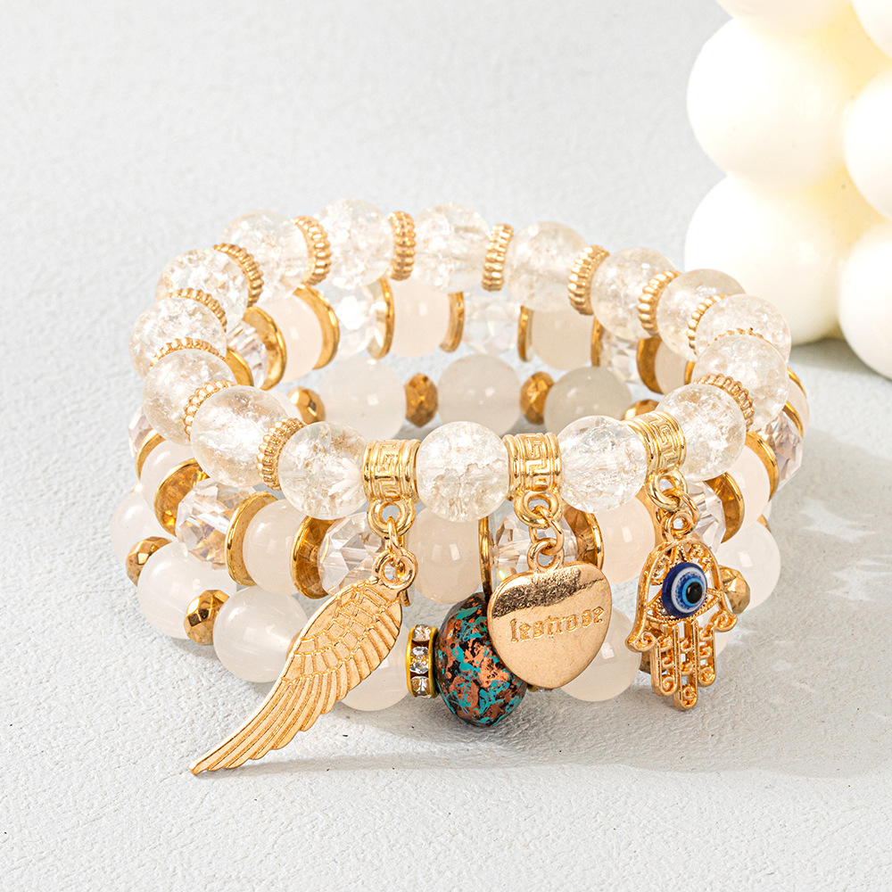 Multiple colors glass alloy resin coloured glaze 6mm Bohemian style Love Devil's Eye multi-layer bead bracelet