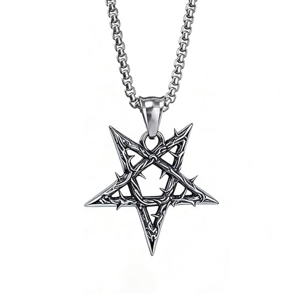 Alloy Material 55 CM Hip hop Rotating Pentagram Pendant Necklace
