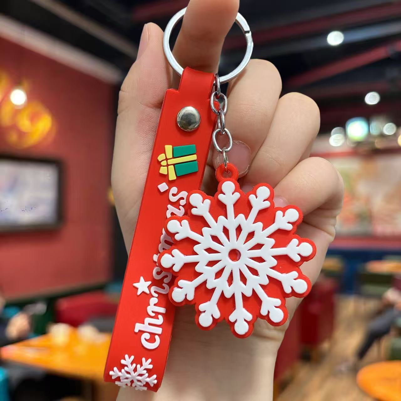 Synthetic resin plastic Eco-friendly PVC multiple 3D Santa Claus Christmas Tree Snowman keychains