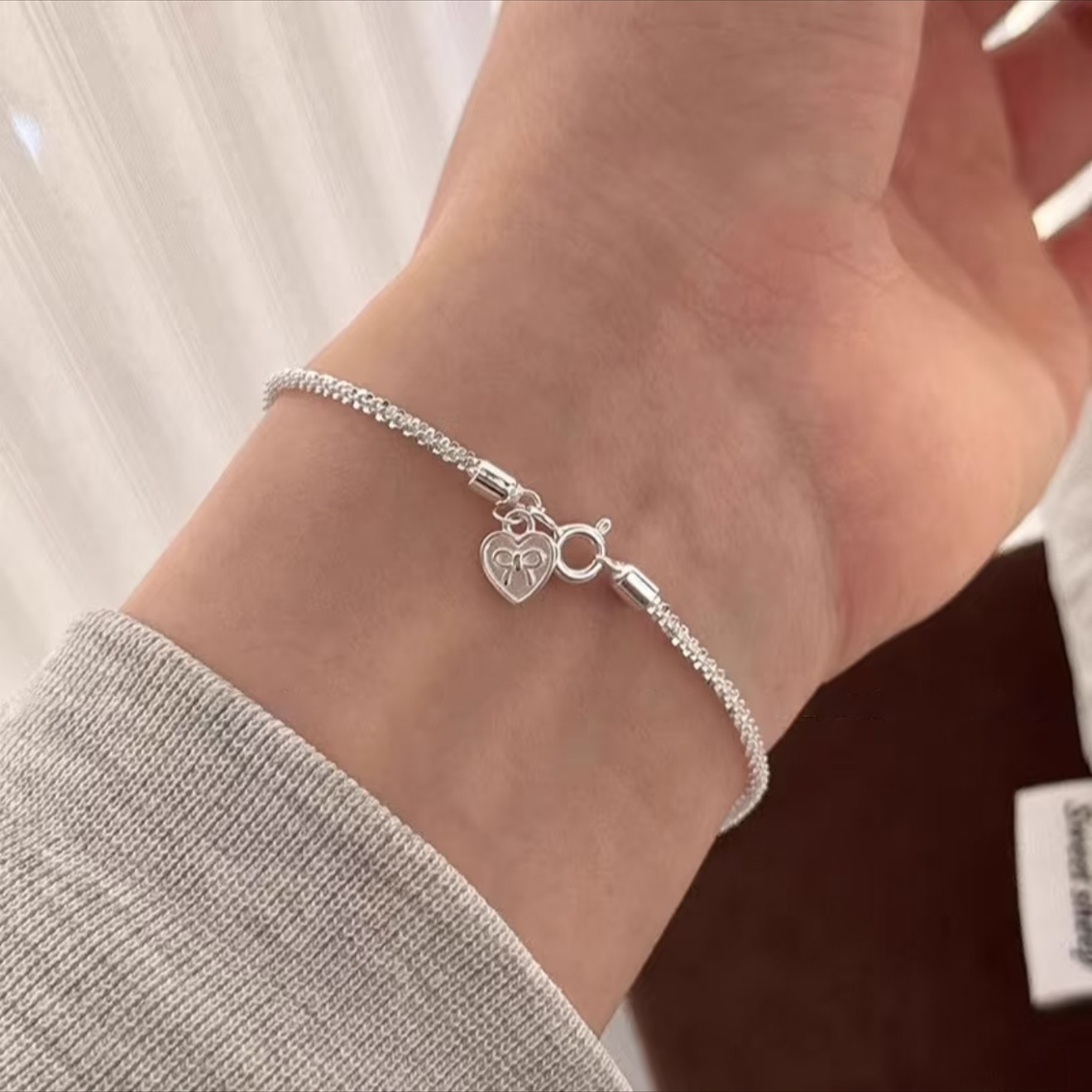 S925 2.5 g 18cm sterling silver Small sequins bracelet  