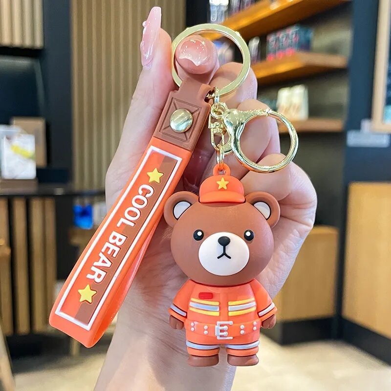 Synthetic resin plastic Eco-friendly PVC multiple Dropping Cute Bear Doll Keychains