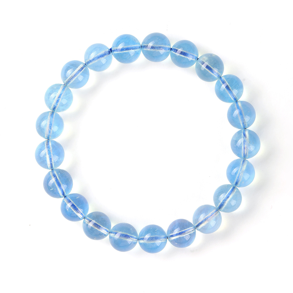 Multiple Sizes Single Circle Ice Seed Blue Jade Marrow Sea Blue Treasure Natural Crystal Bracelet
