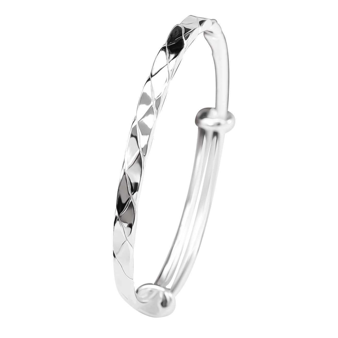 S990 18g Pure silver Floating light diamond face push-pull bracelet