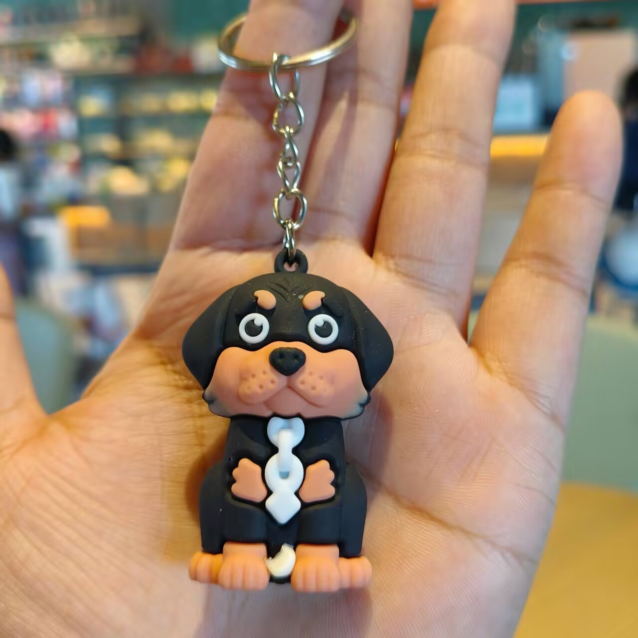 Synthetic resin plastic Eco-friendly PVC multiple  Cartoon Sitting Puppy Kirky Teddy 3D Doll Keychains