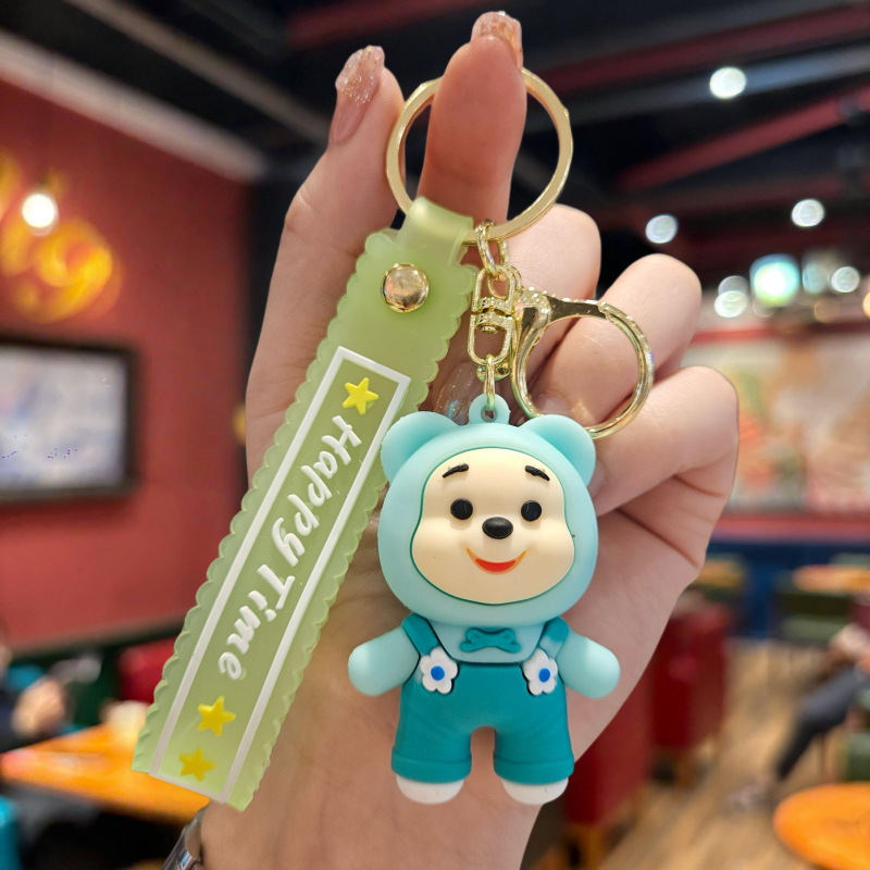 Synthetic resin plastic Eco-friendly PVC multiple Dropping Cute Bear Doll Keychains
