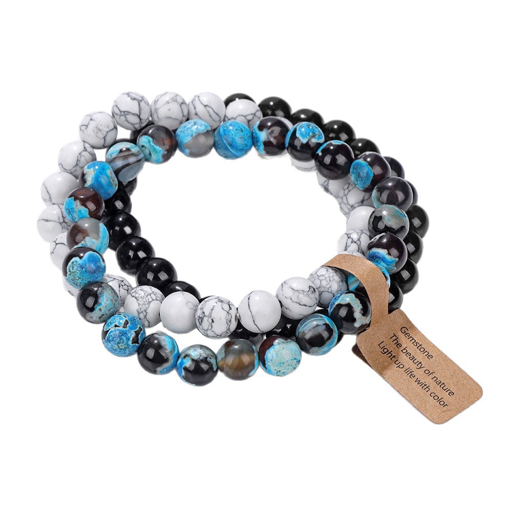 Multi color 8MM natural stone multi-layer stacked crystal bracelet