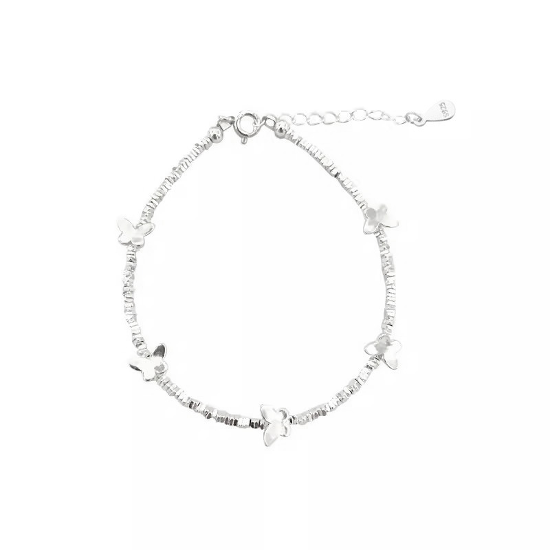 S925 3.4g 15cm+ 3.5cm extended chain sterling silver Butterfly shattered silver bracelet  