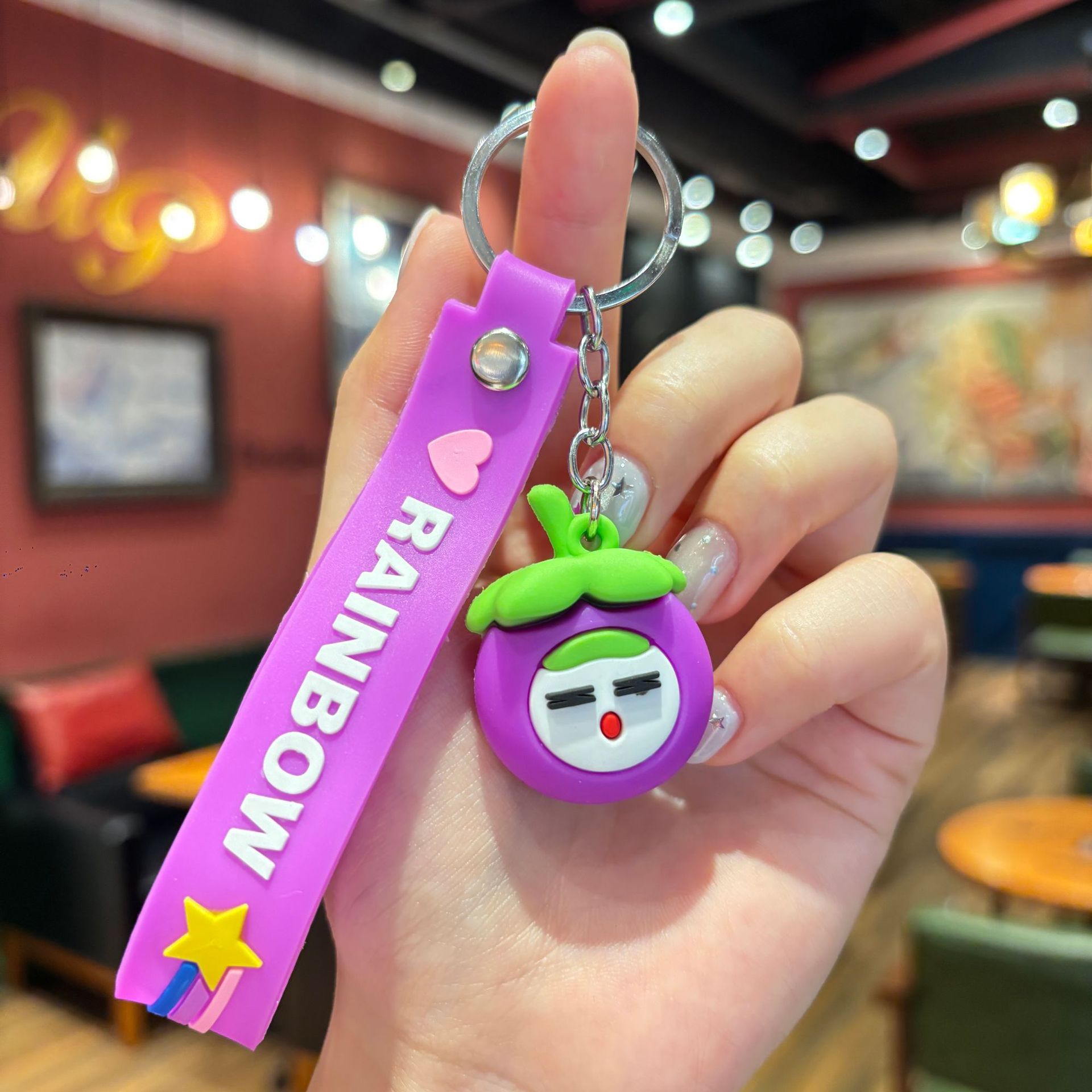 Synthetic resin plastic Eco-friendly PVC multiple simulation watermelon grape fruit shape keychains