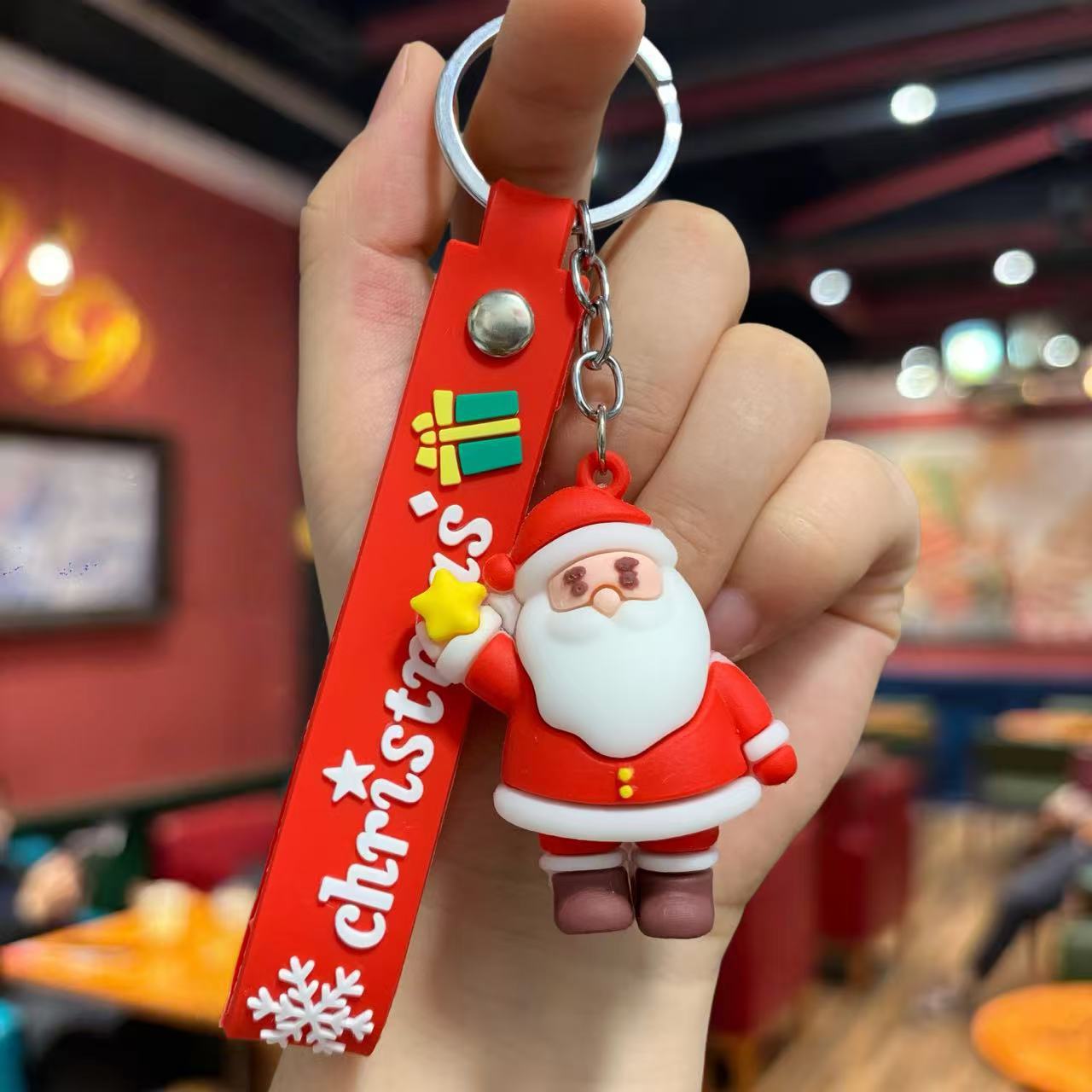 Synthetic resin plastic Eco-friendly PVC multiple 3D Santa Claus Christmas Tree Snowman keychains