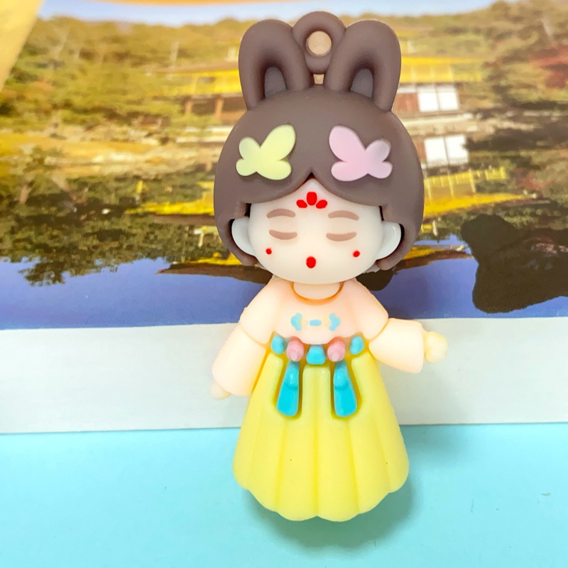 Synthetic resin plastic Eco-friendly PVC multiple Ancient Tang style dress for young ladies Keychains