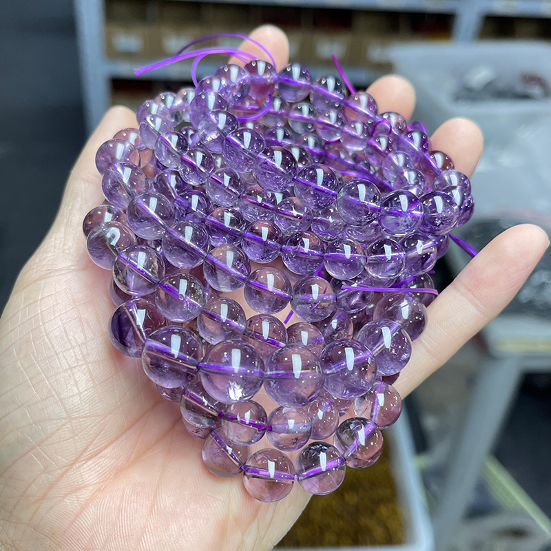 Multiple Sizes Single Circle Uruguayan Amethyst Lavender Natural Crystal Bracelet