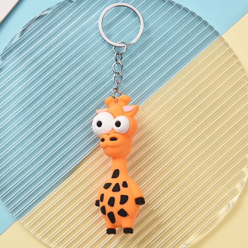 Synthetic resin plastic multiple 3D funny animal monkey lion figurine keychains