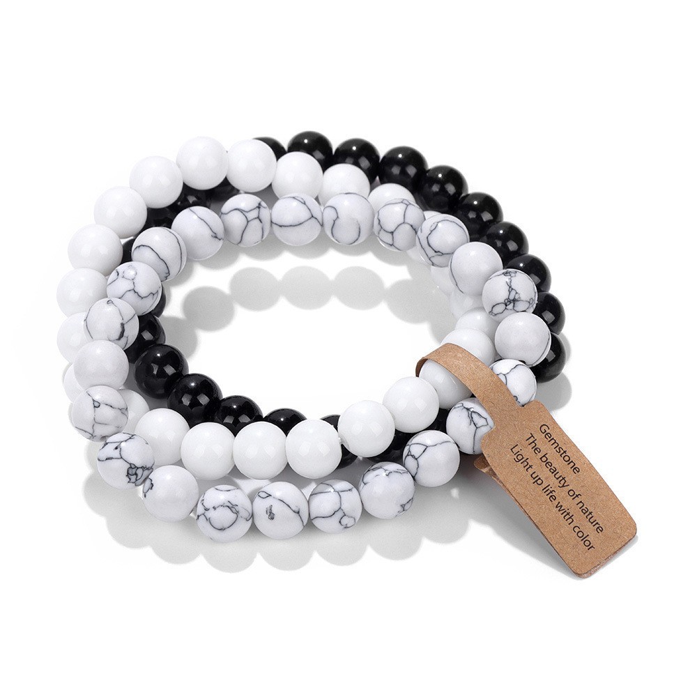 Multi color 8MM natural stone multi-layer stacked crystal bracelet