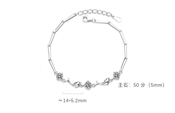 S925 3.5g 17cm+ 3.5cm extended chain sterling silver Little Dolphin Zircon Bracelet bracelet  