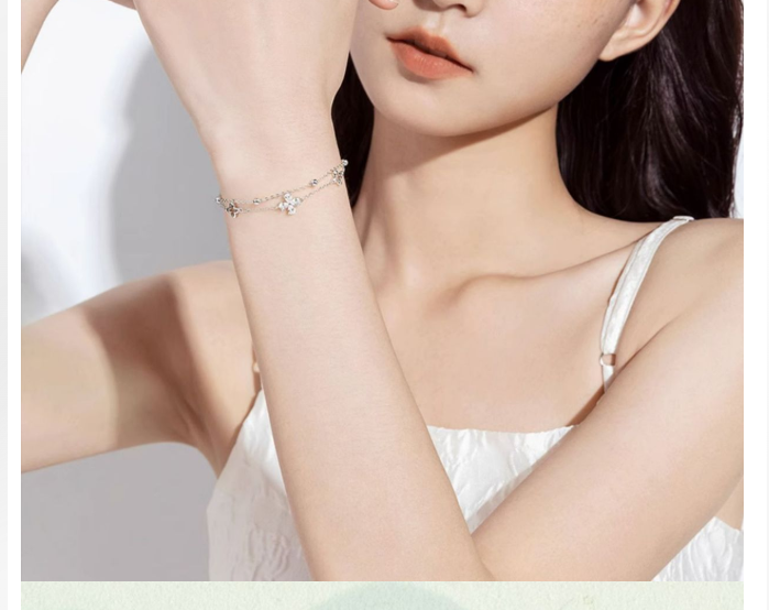 S925 2.77g 16cm+3.5cm extended chain sterling silver Double layered four leaf clover zircon Bracelet
