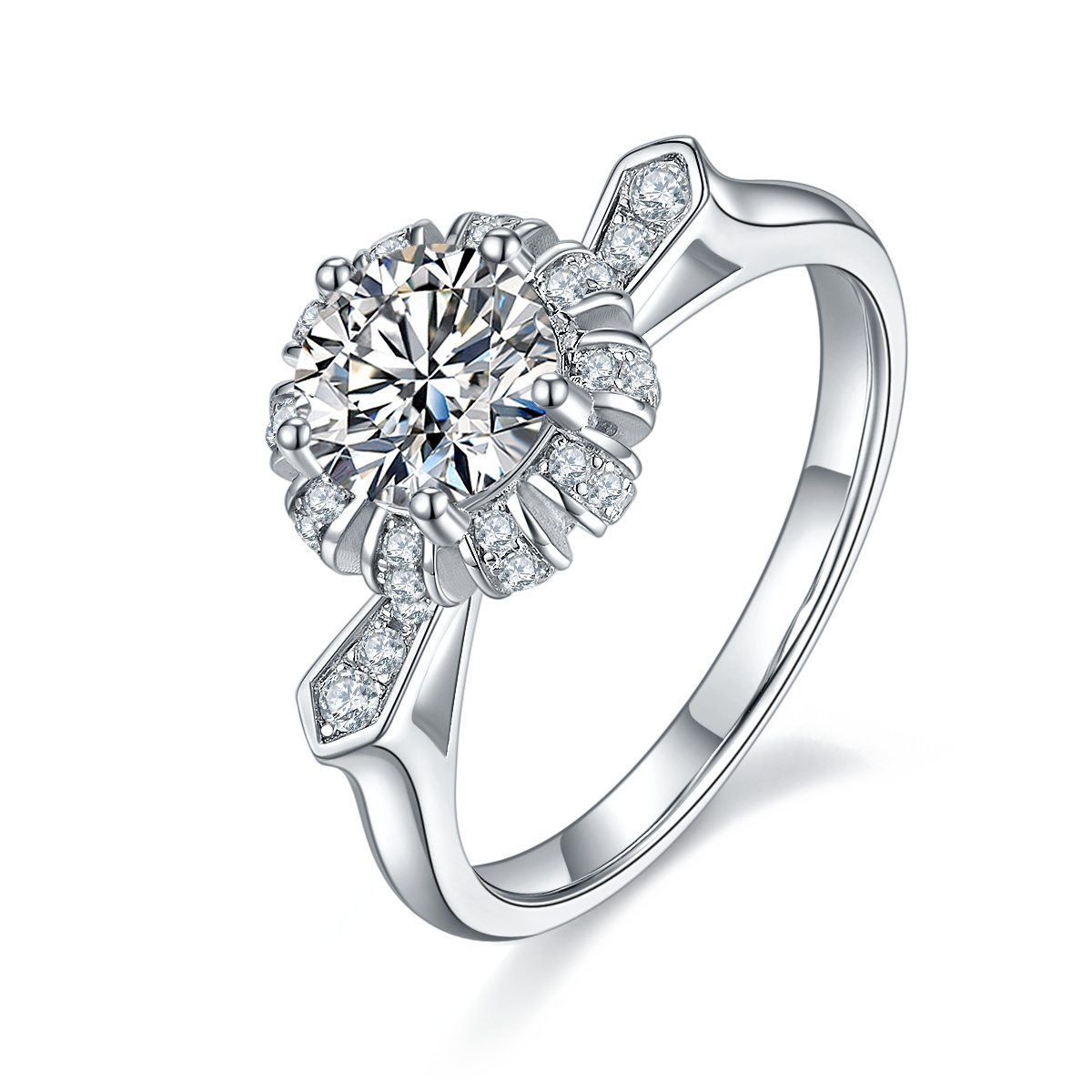 S925 Silver 1-carat crown zircon Ring 