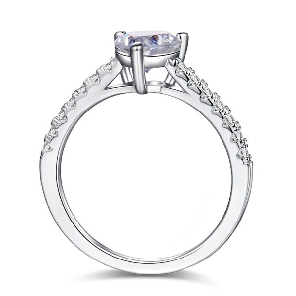 S925 Silver 1-carat 3 claws Heart-shaped zircon Ring 