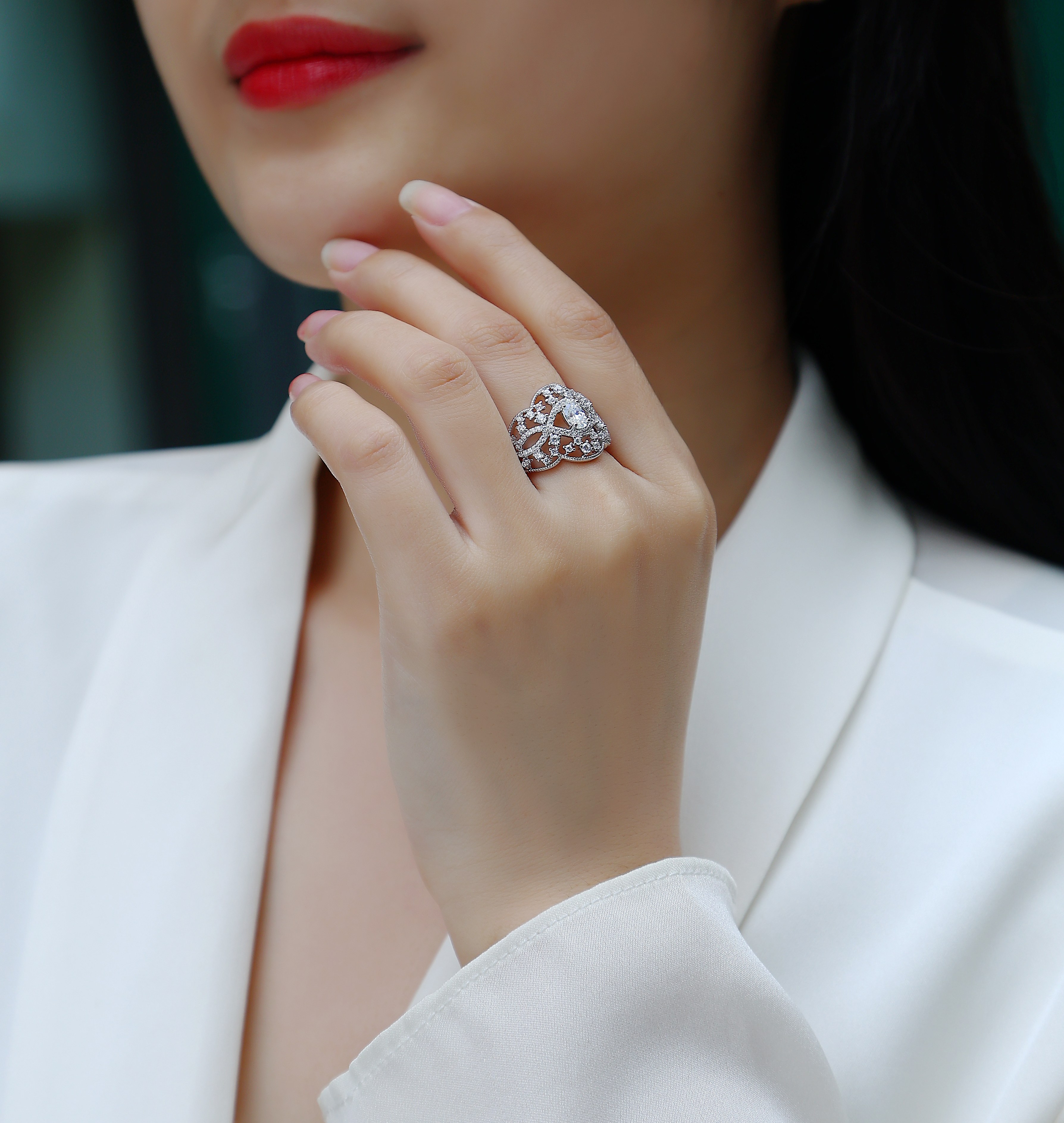 S925 Silver 1-carat zircon Moonlight Waltz Ring 