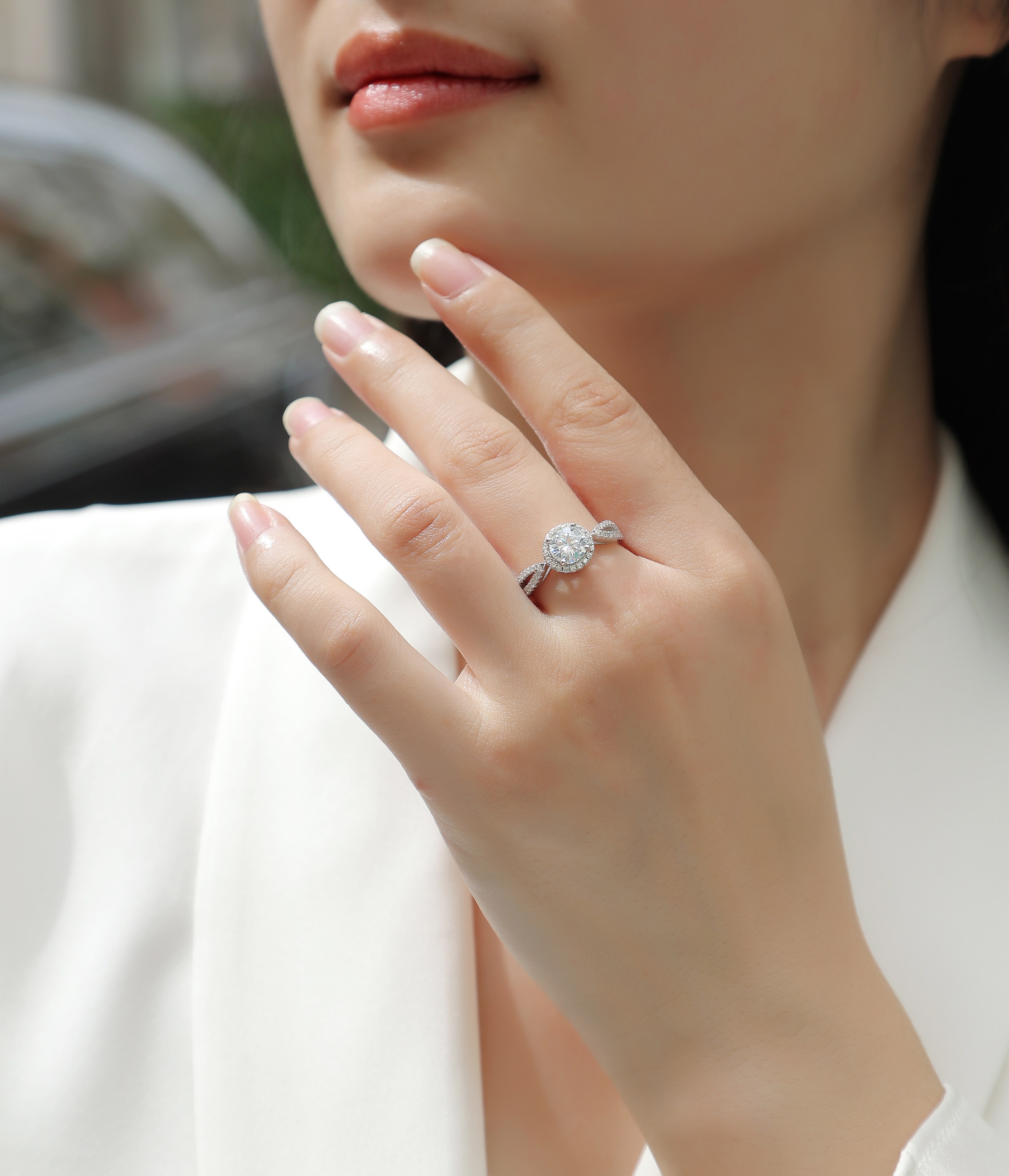 S925 Silver 2-carat 4-Claw High Luxury Inlay zircon Ring 